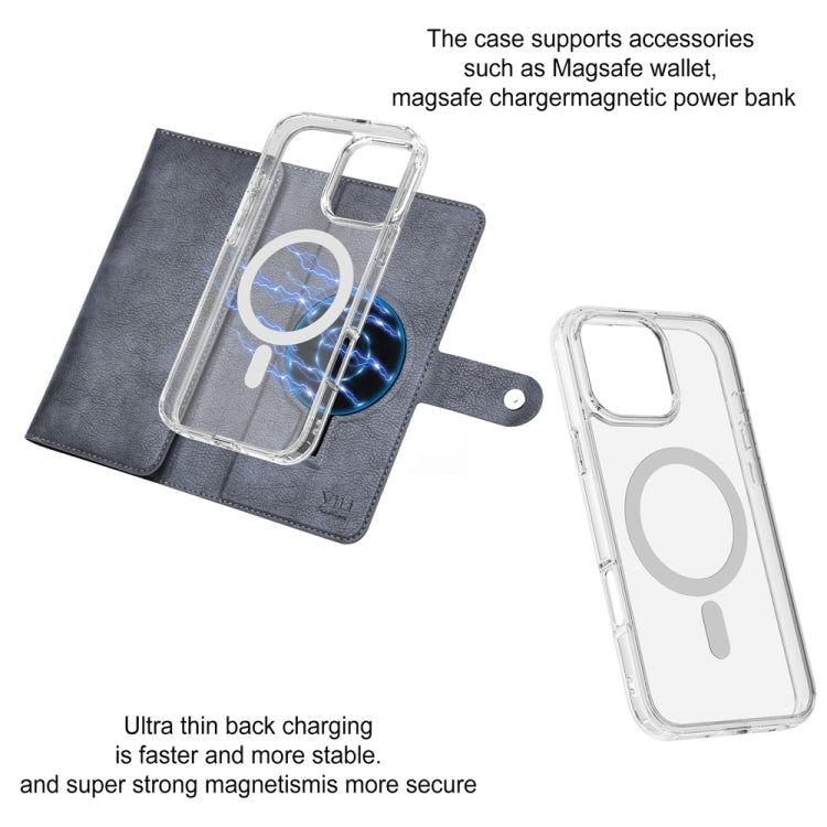 For iPhone 14 Plus ViLi GVS-C Series MagSafe Magnetic RFID Leather Flip Phone Case(Grey) - iPhone 14 Plus Cases by ViLi | Online Shopping UK | buy2fix