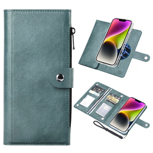 For iPhone 14 ViLi GVS-C Series MagSafe Magnetic RFID Leather Flip Phone Case(Green) - iPhone 14 Cases by ViLi | Online Shopping UK | buy2fix