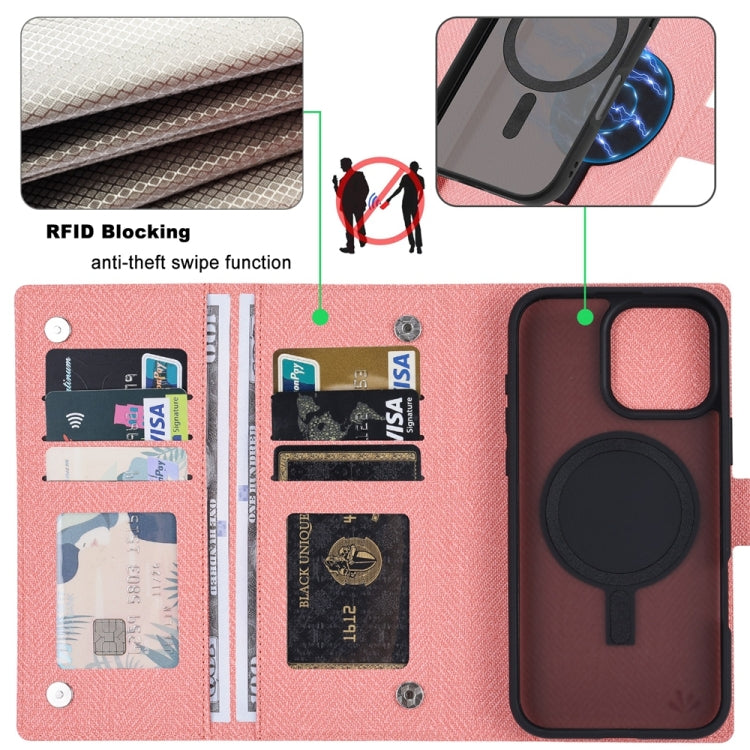 For iPhone 13 Pro Max ViLi GBS Series MagSafe Magnetic RFID Leather Flip Phone Case(Pink) - iPhone 13 Pro Max Cases by ViLi | Online Shopping UK | buy2fix