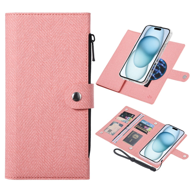 For iPhone 15 Plus ViLi GBS-C Series MagSafe Magnetic RFID Leather Flip Phone Case(Pink) - iPhone 15 Plus Cases by ViLi | Online Shopping UK | buy2fix
