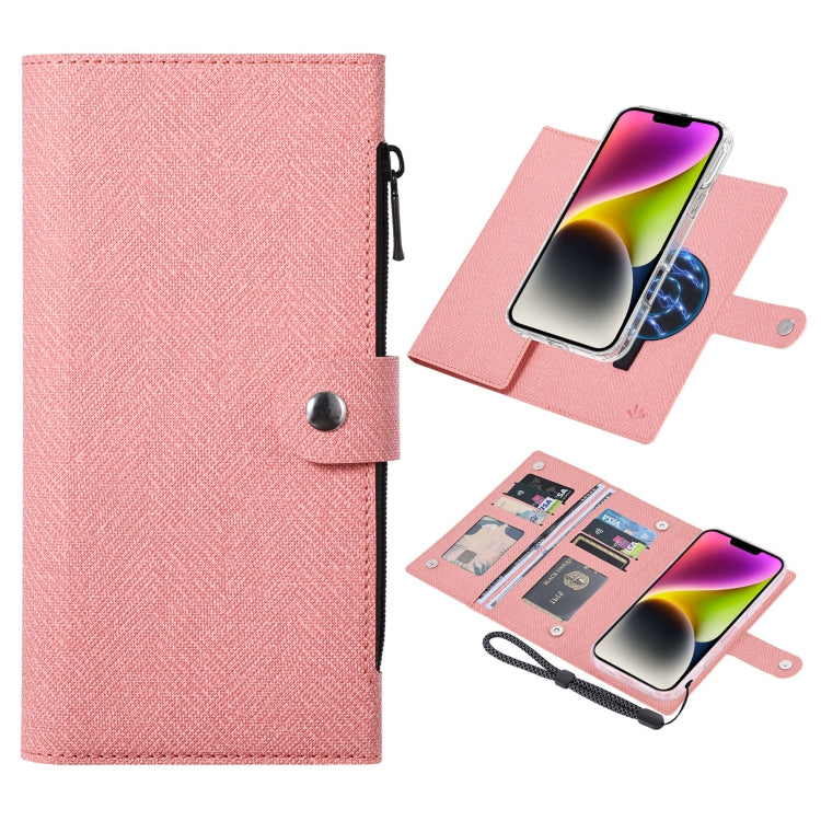 For iPhone 14 ViLi GBS-C Series MagSafe Magnetic RFID Leather Flip Phone Case(Pink) - iPhone 14 Cases by ViLi | Online Shopping UK | buy2fix