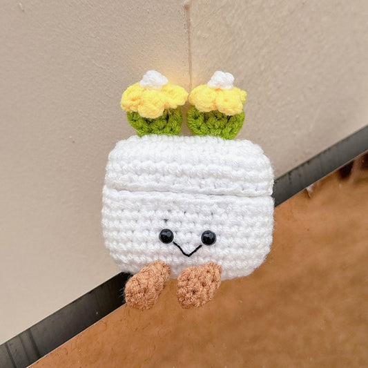 For AirPods 4 Plush Earphone Protective Soft Case(Smile Flower Pot) - For AirPods 4 by buy2fix | Online Shopping UK | buy2fix