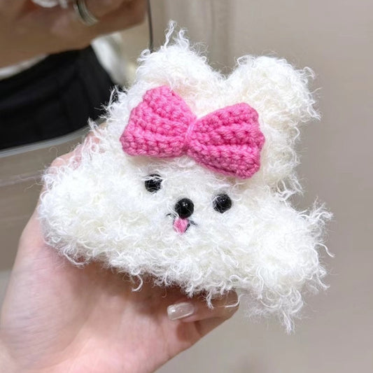 For AirPods 3 Plush Earphone Protective Soft Case(Bow Dog) - For AirPods 3 by buy2fix | Online Shopping UK | buy2fix