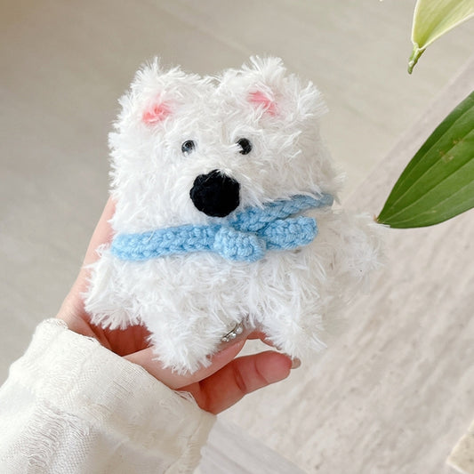 For AirPods 3 Plush Earphone Protective Soft Case(Dog with Blue Scarf) - For AirPods 3 by buy2fix | Online Shopping UK | buy2fix