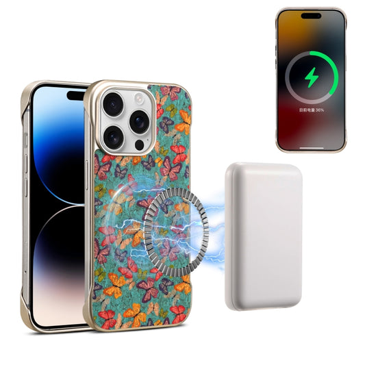 For iPhone 14 Pro Max Denior A18 Paint MagSafe Phone Case(Butterflies) - iPhone 14 Pro Max Cases by Denior | Online Shopping UK | buy2fix