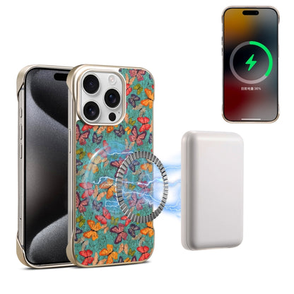 For iPhone 15 Pro Max Denior A18 Paint MagSafe Phone Case(Butterflies) - iPhone 15 Pro Max Cases by Denior | Online Shopping UK | buy2fix