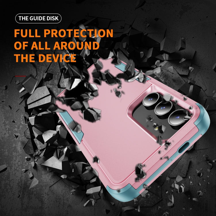 For Samsung Galaxy S25 5G TPU + PC Shockproof Protective Phone Case(Pink + Grey Green) by buy2fix