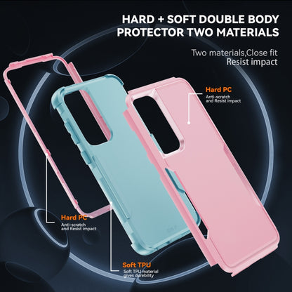 For Samsung Galaxy S25 5G TPU + PC Shockproof Protective Phone Case(Pink + Grey Green) by buy2fix