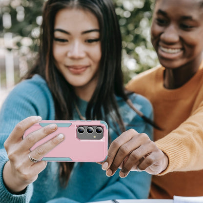 For Samsung Galaxy S25 5G TPU + PC Shockproof Protective Phone Case(Pink + Grey Green) by buy2fix