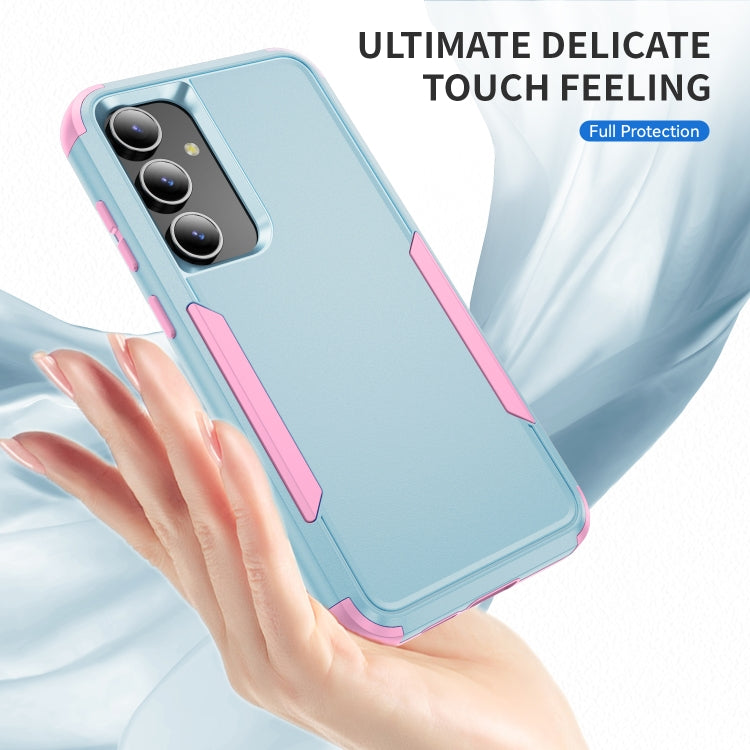 For Samsung Galaxy S25 5G TPU + PC Shockproof Protective Phone Case(Grey Green + Pink) by buy2fix