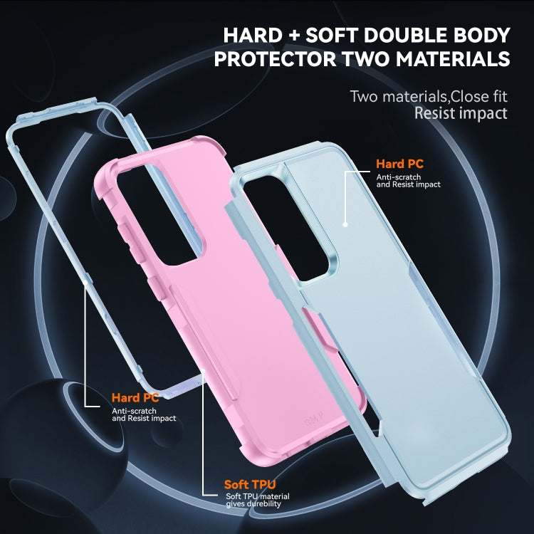 For Samsung Galaxy S25 5G TPU + PC Shockproof Protective Phone Case(Grey Green + Pink) by buy2fix