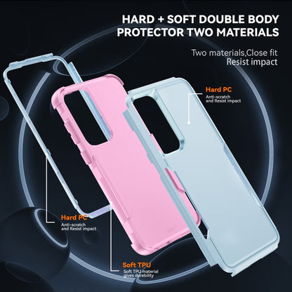 For Samsung Galaxy S25 5G TPU + PC Shockproof Protective Phone Case(Grey Green + Pink) by buy2fix