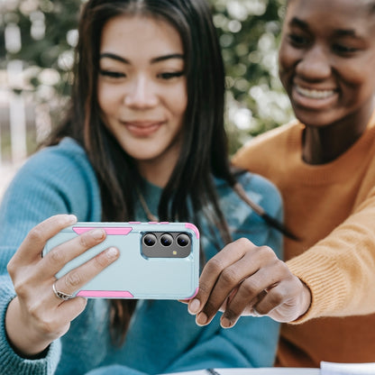 For Samsung Galaxy S25 5G TPU + PC Shockproof Protective Phone Case(Grey Green + Pink) by buy2fix