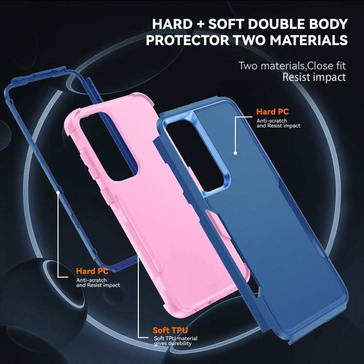 For Samsung Galaxy S25 5G TPU + PC Shockproof Protective Phone Case(Royal Blue + Pink) by buy2fix