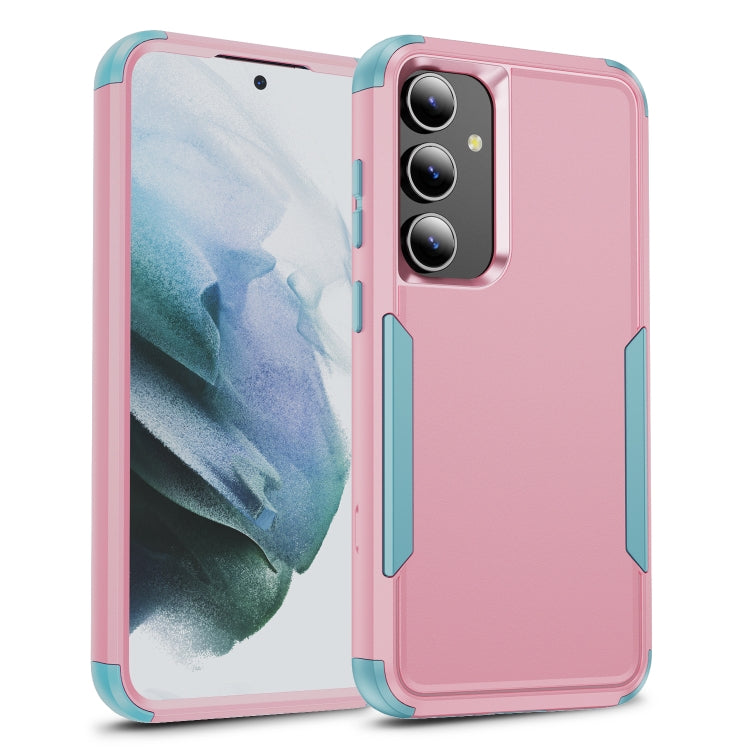 For Samsung Galaxy S25+ 5G TPU + PC Shockproof Protective Phone Case(Pink + Grey Green) by buy2fix