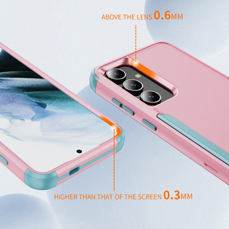 For Samsung Galaxy S25+ 5G TPU + PC Shockproof Protective Phone Case(Pink + Grey Green) by buy2fix
