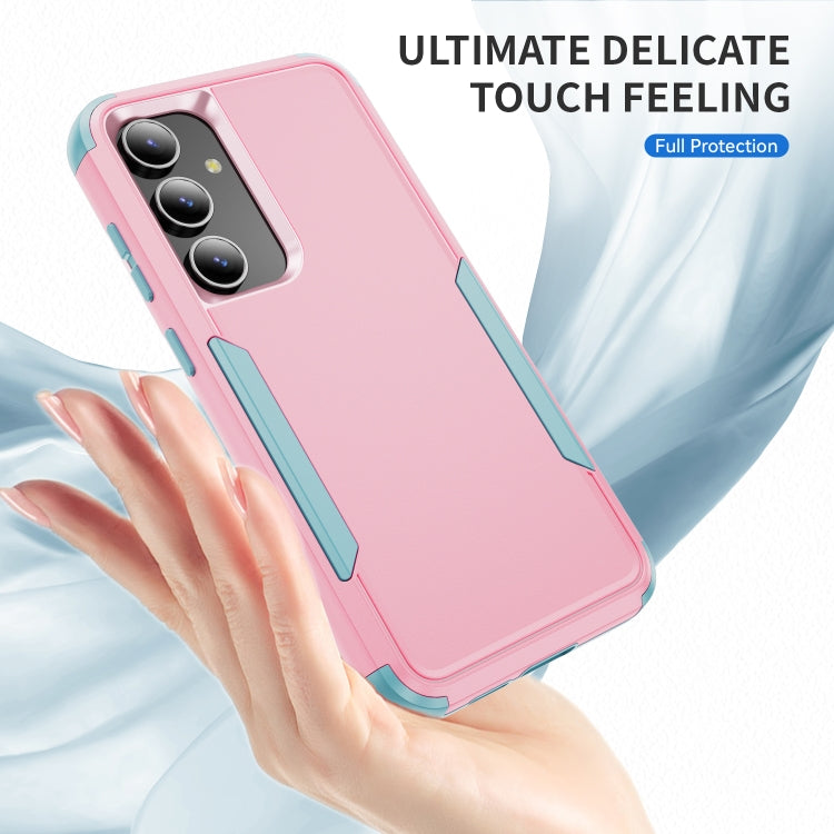 For Samsung Galaxy S25+ 5G TPU + PC Shockproof Protective Phone Case(Pink + Grey Green) by buy2fix