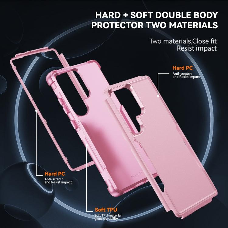 For Samsung Galaxy S25 Ultra 5G TPU + PC Shockproof Protective Phone Case(Pink) by buy2fix