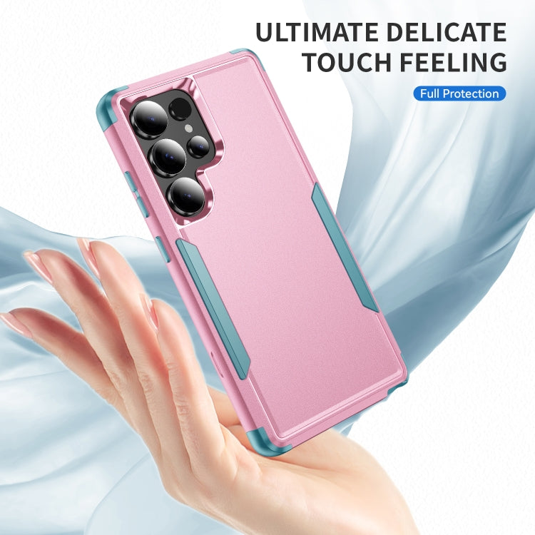 For Samsung Galaxy S25 Ultra 5G TPU + PC Shockproof Protective Phone Case(Pink + Grey Green) by buy2fix
