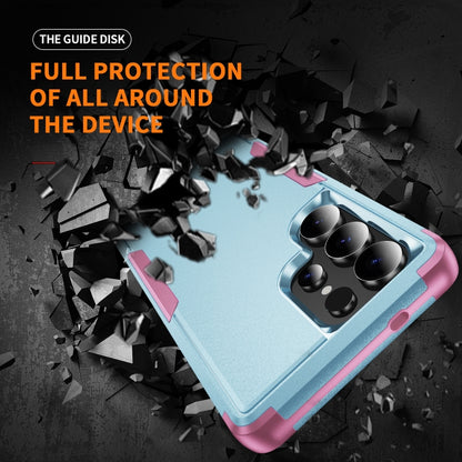For Samsung Galaxy S25 Ultra 5G TPU + PC Shockproof Protective Phone Case(Grey Green + Pink) by buy2fix