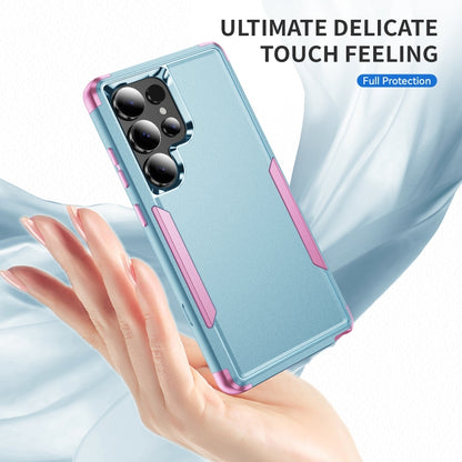 For Samsung Galaxy S25 Ultra 5G TPU + PC Shockproof Protective Phone Case(Grey Green + Pink) by buy2fix