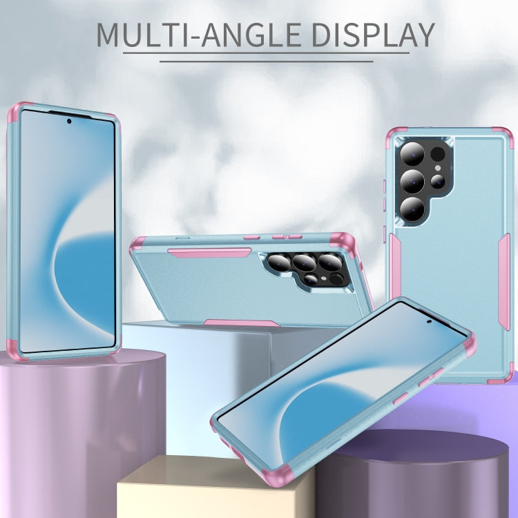 For Samsung Galaxy S25 Ultra 5G TPU + PC Shockproof Protective Phone Case(Grey Green + Pink) by buy2fix
