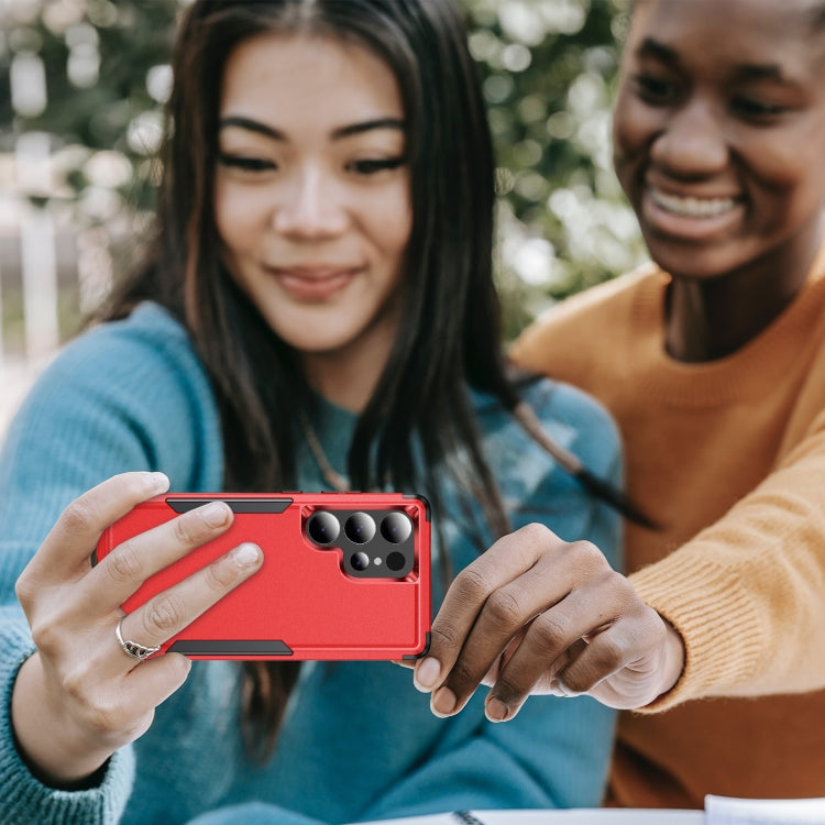 For Samsung Galaxy S25 Ultra 5G TPU + PC Shockproof Protective Phone Case(Red + Black) by buy2fix