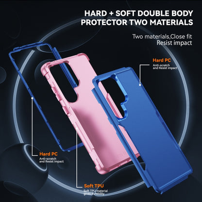 For Samsung Galaxy S25 Ultra 5G TPU + PC Shockproof Protective Phone Case(Royal Blue + Pink) by buy2fix
