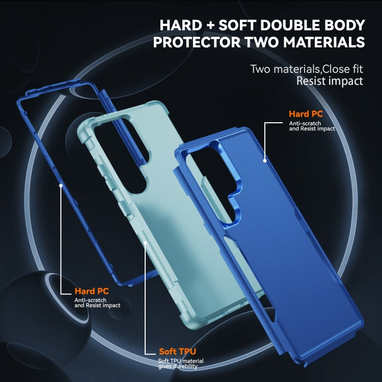 For Samsung Galaxy S25 Ultra 5G TPU + PC Shockproof Protective Phone Case(Royal Blue + Grey Green) by buy2fix