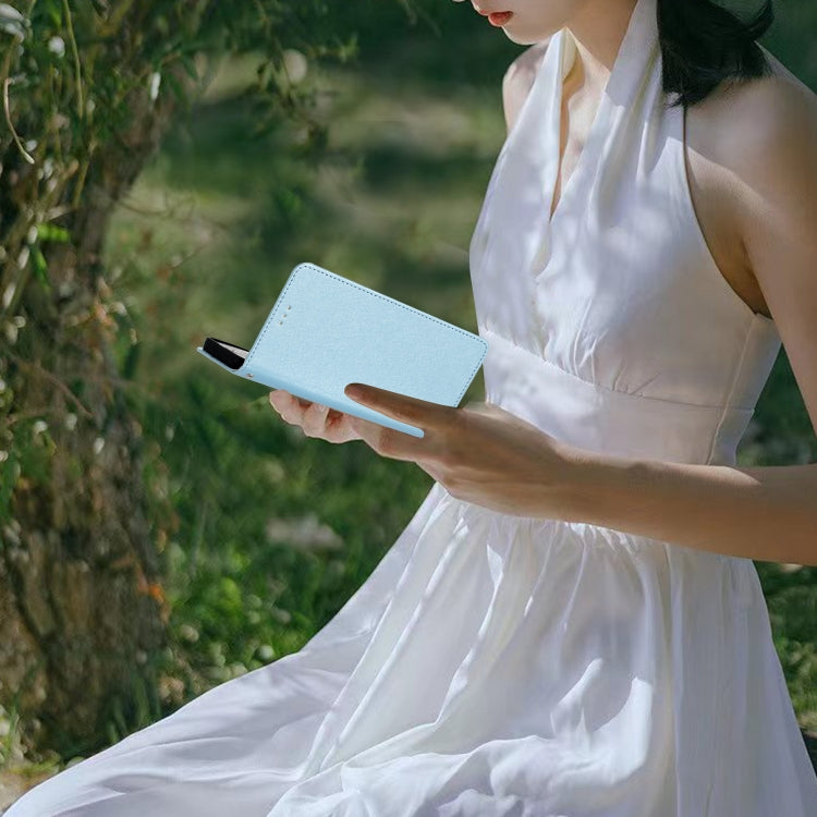 For Samsung Galaxy S25 5G Silk Texture Horizontal Flip Leather Phone Case(Light Blue) by buy2fix