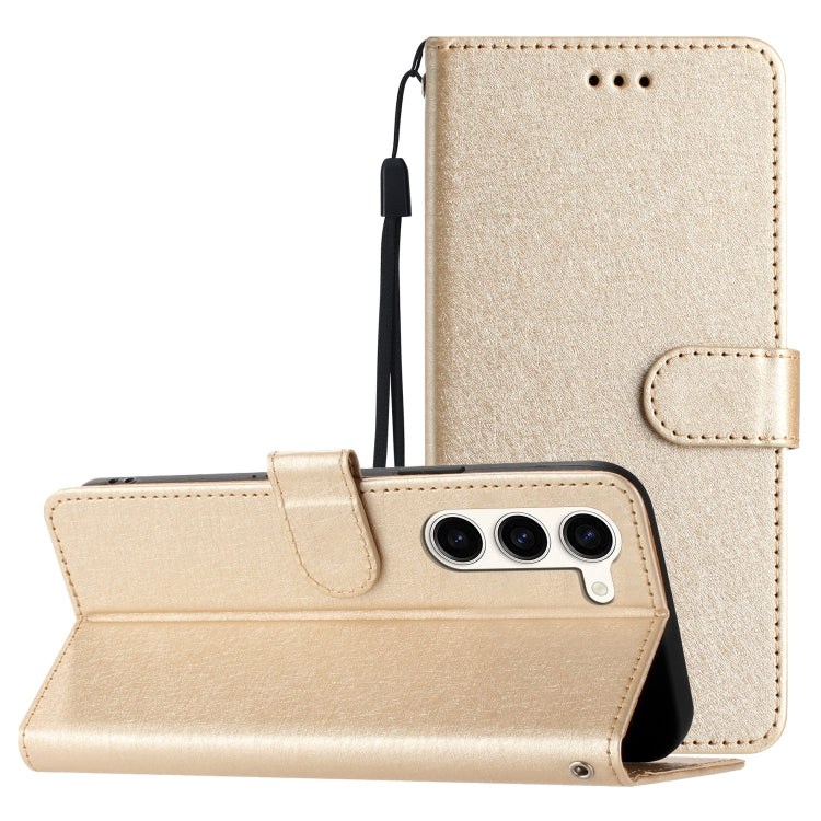 For Samsung Galaxy S25 5G Silk Texture Horizontal Flip Leather Phone Case(Gold) by buy2fix