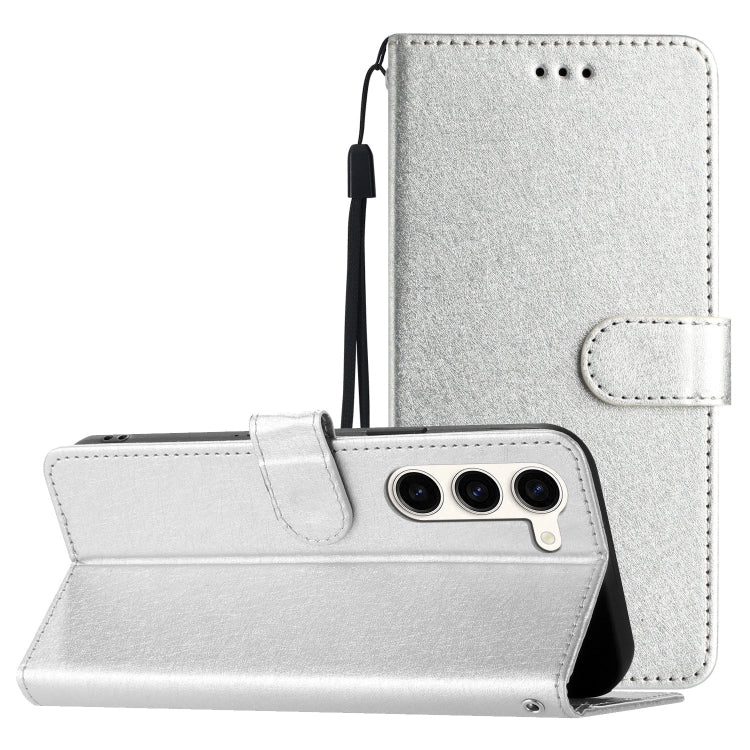 For Samsung Galaxy S25+ 5G Silk Texture Horizontal Flip Leather Phone Case(Silver) by buy2fix