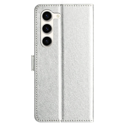 For Samsung Galaxy S25+ 5G Silk Texture Horizontal Flip Leather Phone Case(Silver) by buy2fix