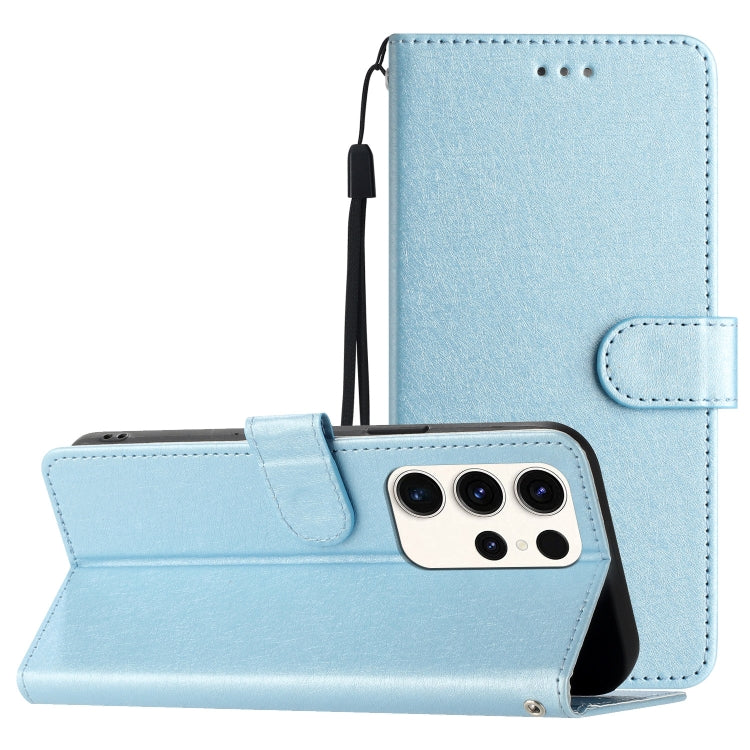 For Samsung Galaxy S25 Ultra 5G Silk Texture Horizontal Flip Leather Phone Case(Light Blue) by buy2fix