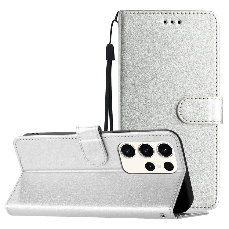 For Samsung Galaxy S25 Ultra 5G Silk Texture Horizontal Flip Leather Phone Case(Silver) by buy2fix