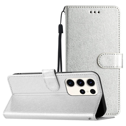 For Samsung Galaxy S25 Ultra 5G Silk Texture Horizontal Flip Leather Phone Case(Silver) by buy2fix