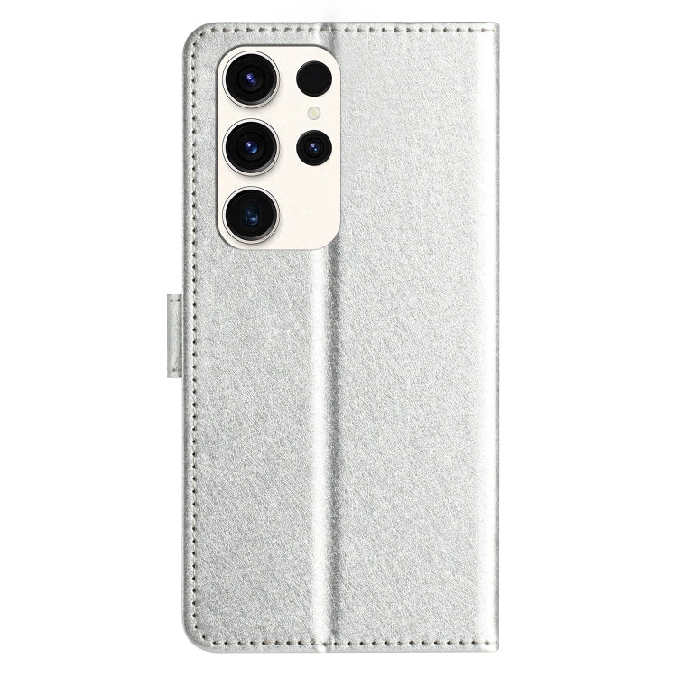 For Samsung Galaxy S25 Ultra 5G Silk Texture Horizontal Flip Leather Phone Case(Silver) by buy2fix