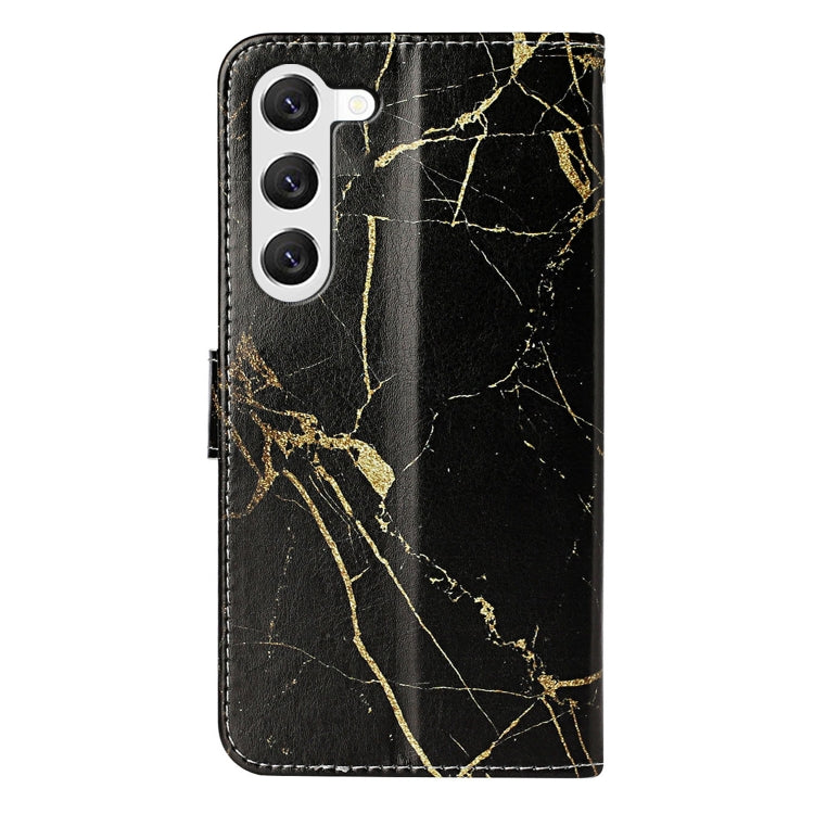 For Samsung Galaxy S25 5G Colored Drawing Marble Pattern Leather Phone Case(Black Gold Marble) by buy2fix