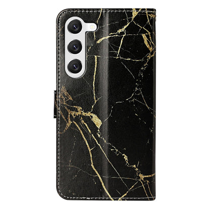 For Samsung Galaxy S25 5G Colored Drawing Marble Pattern Leather Phone Case(Black Gold Marble) by buy2fix