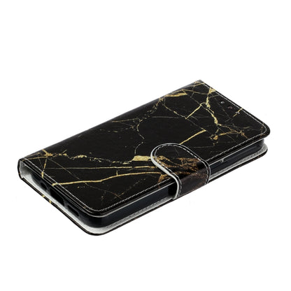 For Samsung Galaxy S25 5G Colored Drawing Marble Pattern Leather Phone Case(Black Gold Marble) by buy2fix
