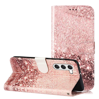 For Samsung Galaxy S25 5G Colored Drawing Marble Pattern Leather Phone Case(Rose Gold) by buy2fix