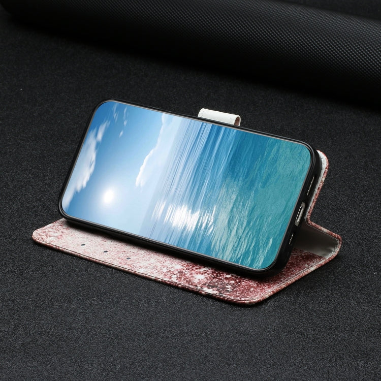For Samsung Galaxy S25 5G Colored Drawing Marble Pattern Leather Phone Case(Rose Gold) by buy2fix
