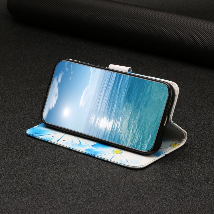 For Samsung Galaxy S25 5G Colored Drawing Marble Pattern Leather Phone Case(Blue Flower) by buy2fix