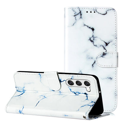 For Samsung Galaxy S25 5G Colored Drawing Marble Pattern Leather Phone Case(White Marble) by buy2fix