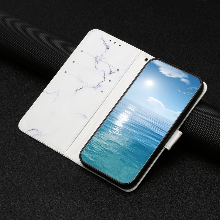 For Samsung Galaxy S25 5G Colored Drawing Marble Pattern Leather Phone Case(White Marble) by buy2fix