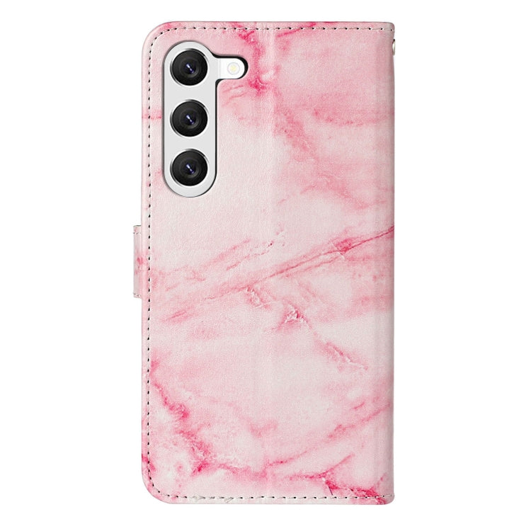 For Samsung Galaxy S25 5G Colored Drawing Marble Pattern Leather Phone Case(Pink Marble) by buy2fix
