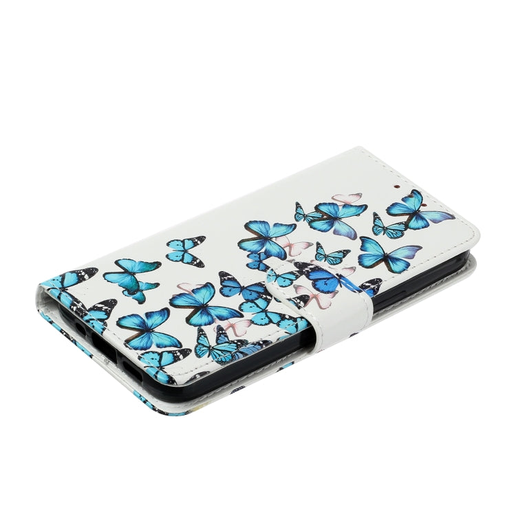 For Samsung Galaxy S25+ 5G Colored Drawing Marble Pattern Leather Phone Case(Little Blue Butterflies) by buy2fix