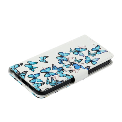 For Samsung Galaxy S25+ 5G Colored Drawing Marble Pattern Leather Phone Case(Little Blue Butterflies) by buy2fix