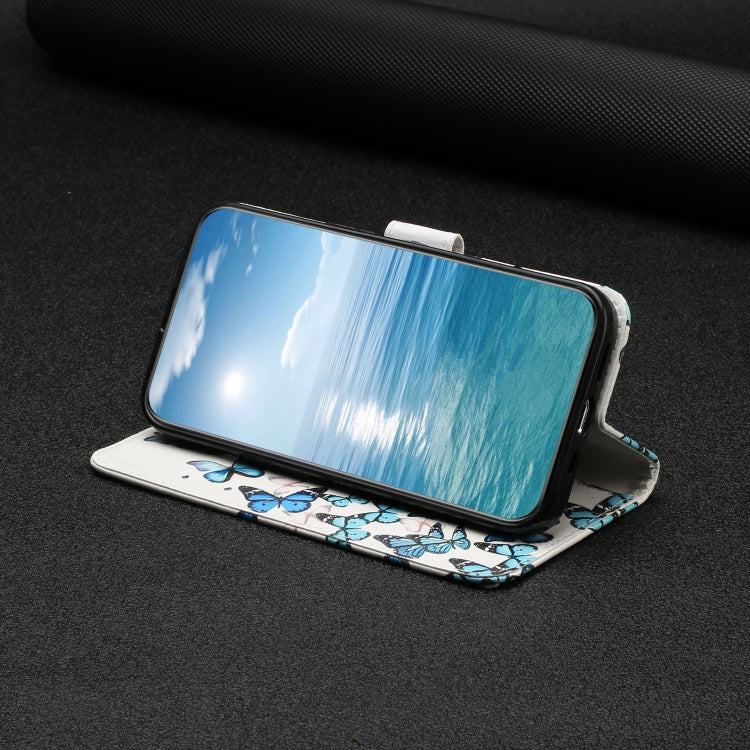 For Samsung Galaxy S25+ 5G Colored Drawing Marble Pattern Leather Phone Case(Little Blue Butterflies) by buy2fix