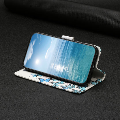 For Samsung Galaxy S25+ 5G Colored Drawing Marble Pattern Leather Phone Case(Little Blue Butterflies) by buy2fix